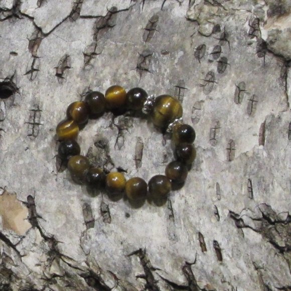 Natural Tiger's Eye Calming Gemstone Ring - Picture 3 of 3